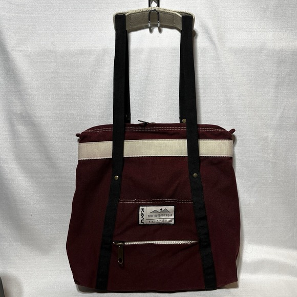 Kavu Handbags - Kavu True Outdoor Wear Canvas Tote Shoulder Bag With Backpack Straps Burgundy